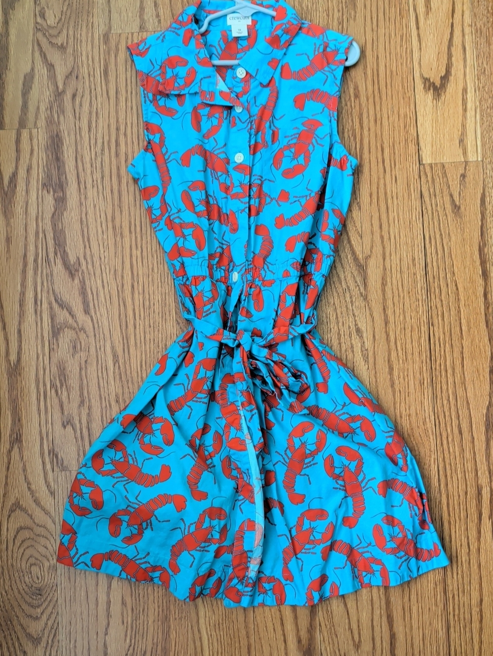 I'mTurquoise and Red Lobster Print Shirt Dress